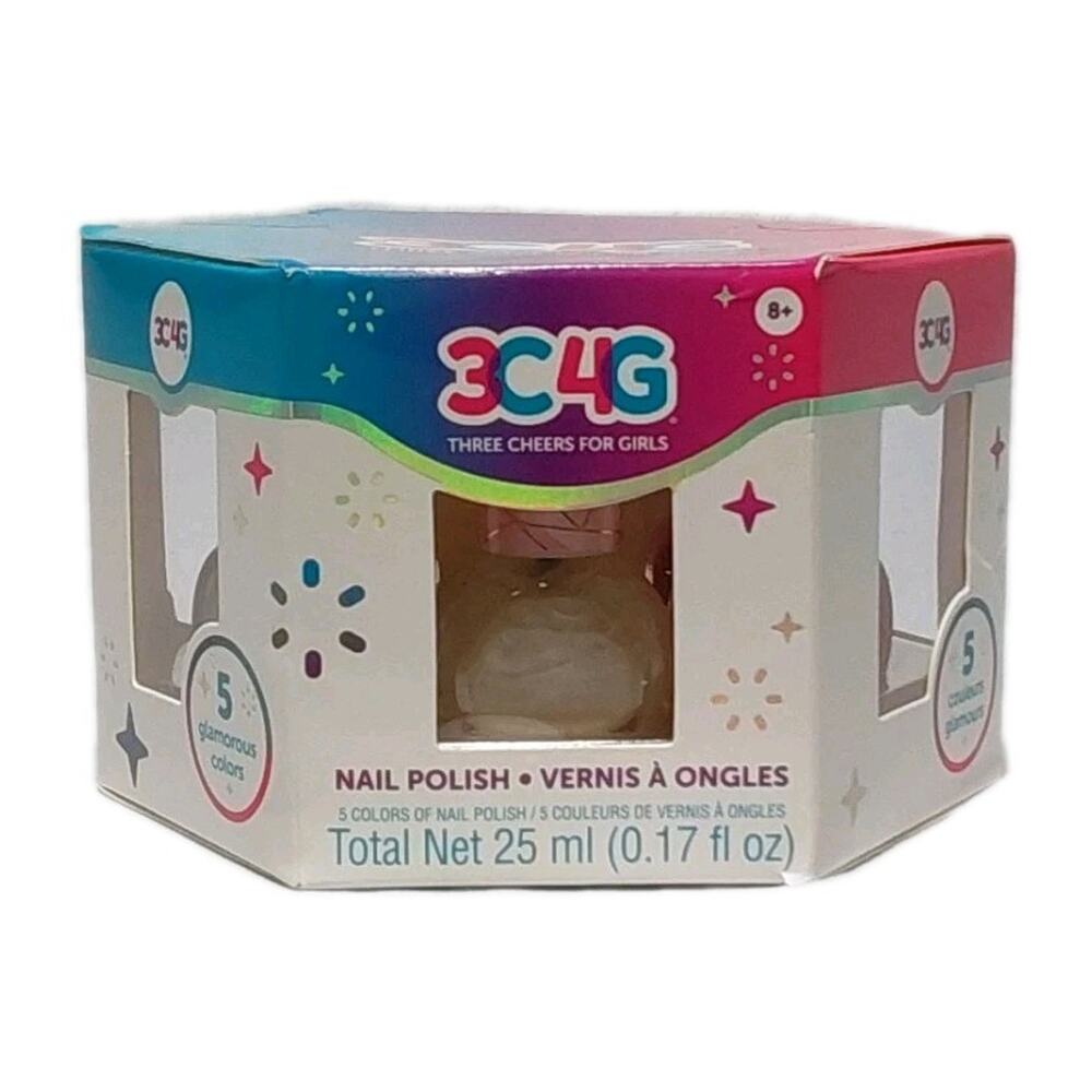 Three Cheers For Girls Pink and Gold Hexagon Nail Polish Pack of 5 Ages 8+